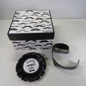 Mustache Gift Box (thick walled) 7.5" wide 4.5" tall Black & White